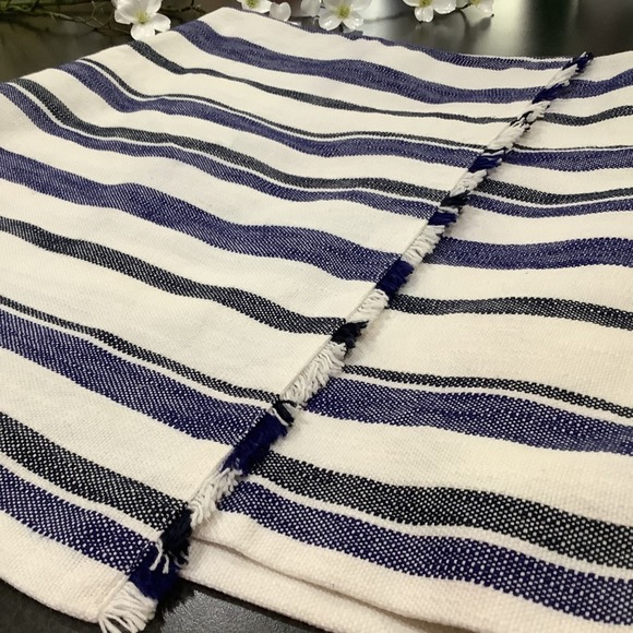 Ann Taylor LOFT Woven Cotton Blanket Short Wrap Skirt Stripes Fringe - Picture 11 of 16